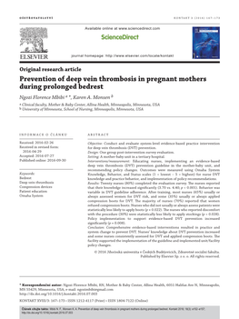 Prevention of Deep Vein Thrombosis in Pregnant Mothers During Prolonged Bedrest Ngozi Florence Mbibi a *, Karen A