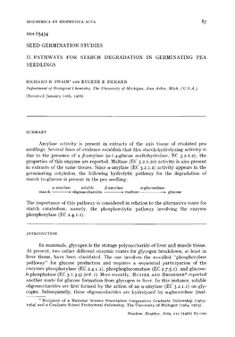 Bba 65434 Seed Germination Studies Ii. Pathways for Starch Degradation