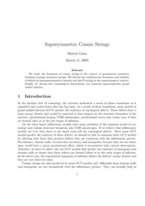 Supersymmetric Cosmic Strings