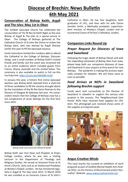 Diocese of Brechin: News Bulletin 6Th May 2021 Consecration of Bishop Keith, Argyll Cathedral in Oban