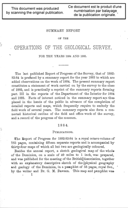 Operations of the Geological Survey