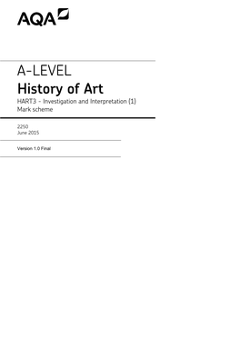 A-Level History of Art Mark Scheme Unit 03