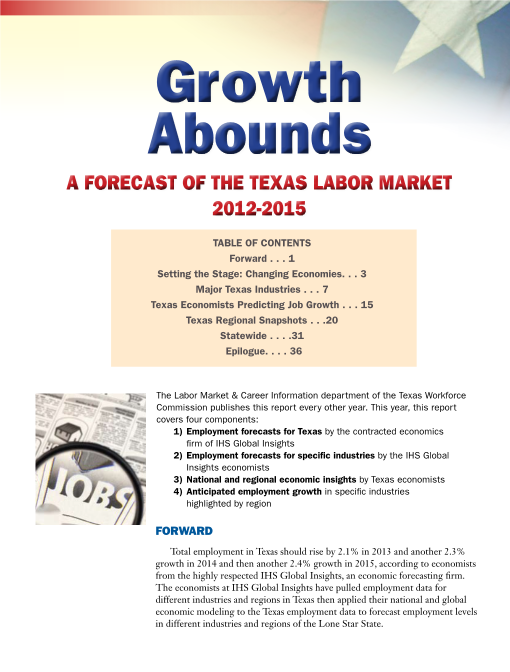 Forecast of the Texas Labor Market 2012-2015