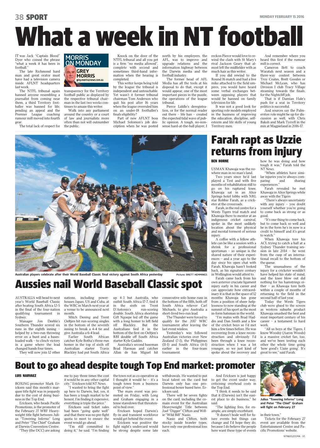 Aussies Nail World Baseball Classic Spot Farah Rapt