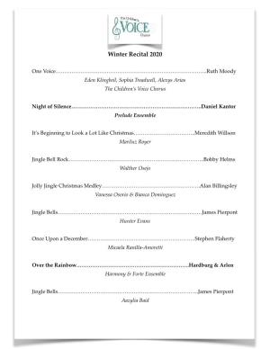 Winter Recital Program