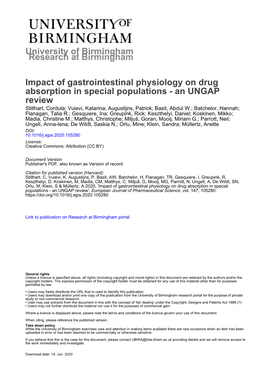 Impact of Gastrointestinal Physiology on Drug Absorption in Special