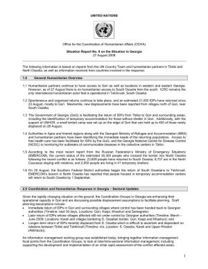 UNITED NATIONS Office for the Coordination of Humanitarian Affairs (OCHA)