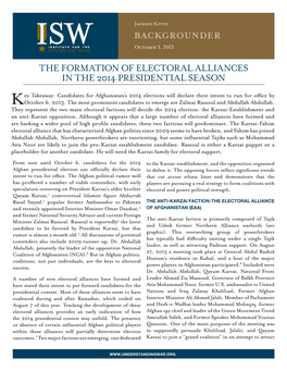 ELECTORAL ALLIANCES in the 2014 Presidential Season
