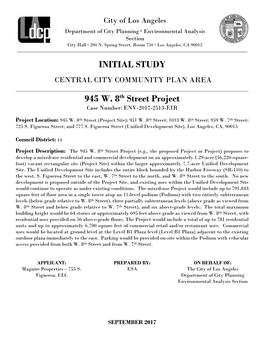 INITIAL STUDY 945 W. 8Th Street Project