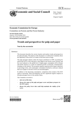 Trends and Perspectives for Pulp and Paper