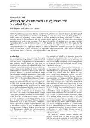 Marxism and Architectural Theory Across the East-West Divide