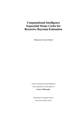 Computational Intelligence Sequential Monte Carlos for Recursive Bayesian Estimation
