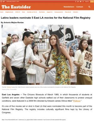 Latino Leaders Nominate 5 East LA Movies for the National Film Registry