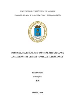 Physical, Technical and Tactical Performance