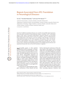 Repeat-Associated Non-ATG Translation in Neurological Diseases