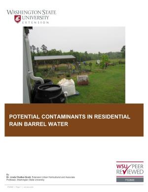 Potential Contaminants in Residential Rain Barrel Water