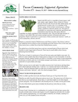 Tucson Community Supported Agriculture Newsletter 471 ~ January 19, 2015 ~ Online At