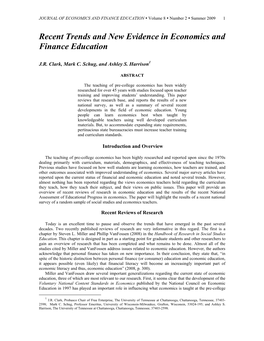 Recent Trends and New Evidence in Economics and Finance Education