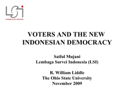 Voters and the New Indonesian Democracy