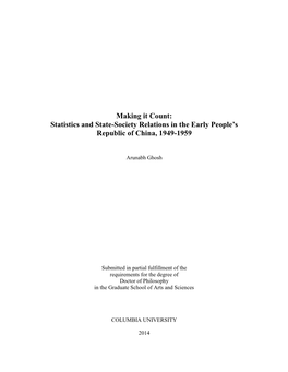 Statistics and State-Society Relations in the Early People's Republic of China, 1949-1959
