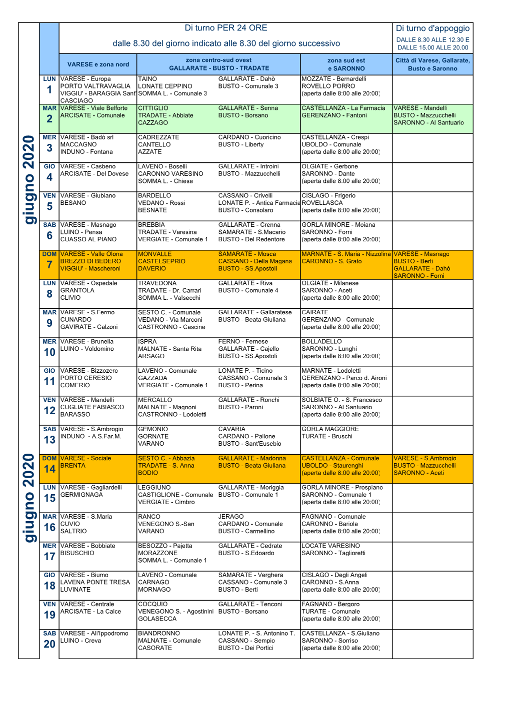 Calendario 2020-2021