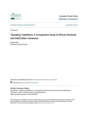 Subalterns: a Comparative Study of African American and Dalit/Indian Literatures