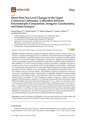 Short-Term Sea Level Changes of the Upper Cretaceous Carbonates: Calibration Between Palynomorphs Composition, Inorganic Geochemistry, and Stable Isotopes