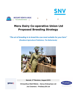 Meru Dairy Co-Operative Union Ltd Proposed Breeding Strategy