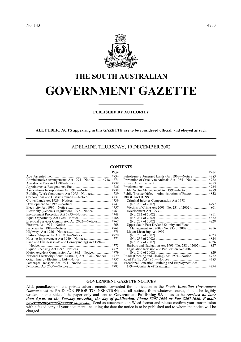 Government Publishing SA So As to Be Received No Later Than 4 P.M