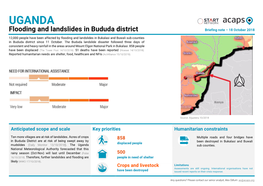 UGANDA Flooding and Landslides in Bududa District Briefing Note – 18 October 2018