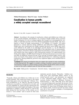 Canalisation in Human Growth: a Widely Accepted Concept Reconsidered