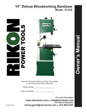 10-325M3 14In Deluxe Bandsaw Manual.Indd