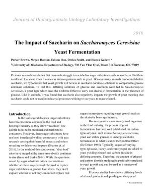 The Impact of Saccharin on Saccharomyces Cerevisiae Yeast
