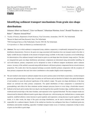 Identifying Sediment Transport Mechanisms from Grain Size-Shape Distributions