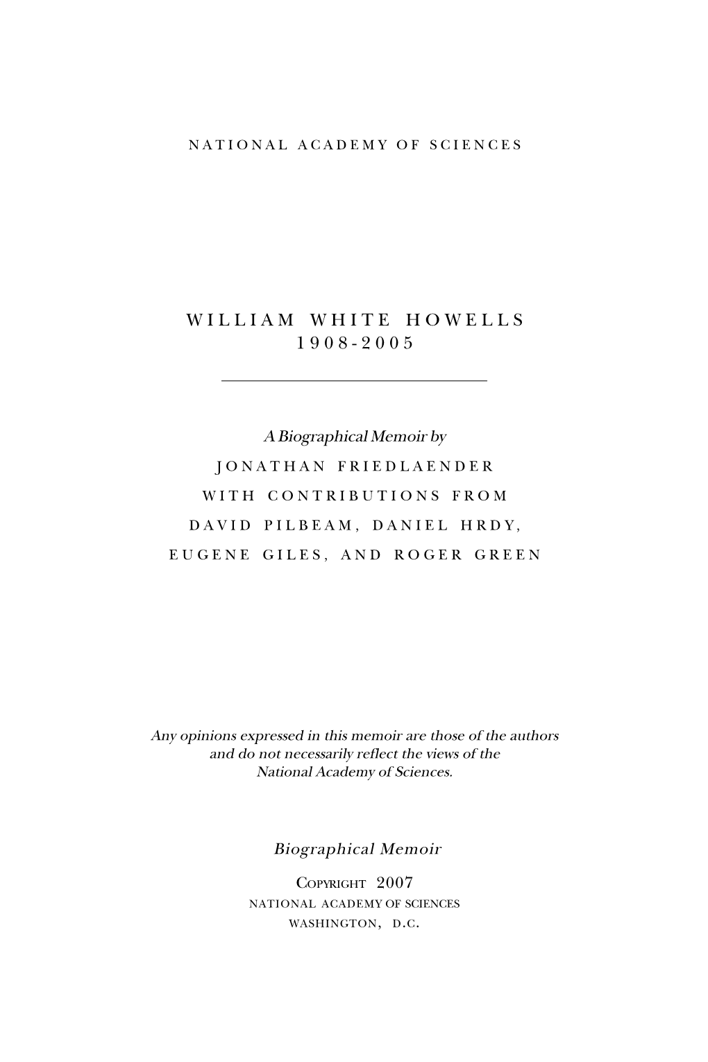 William White Howells 1908-2005
