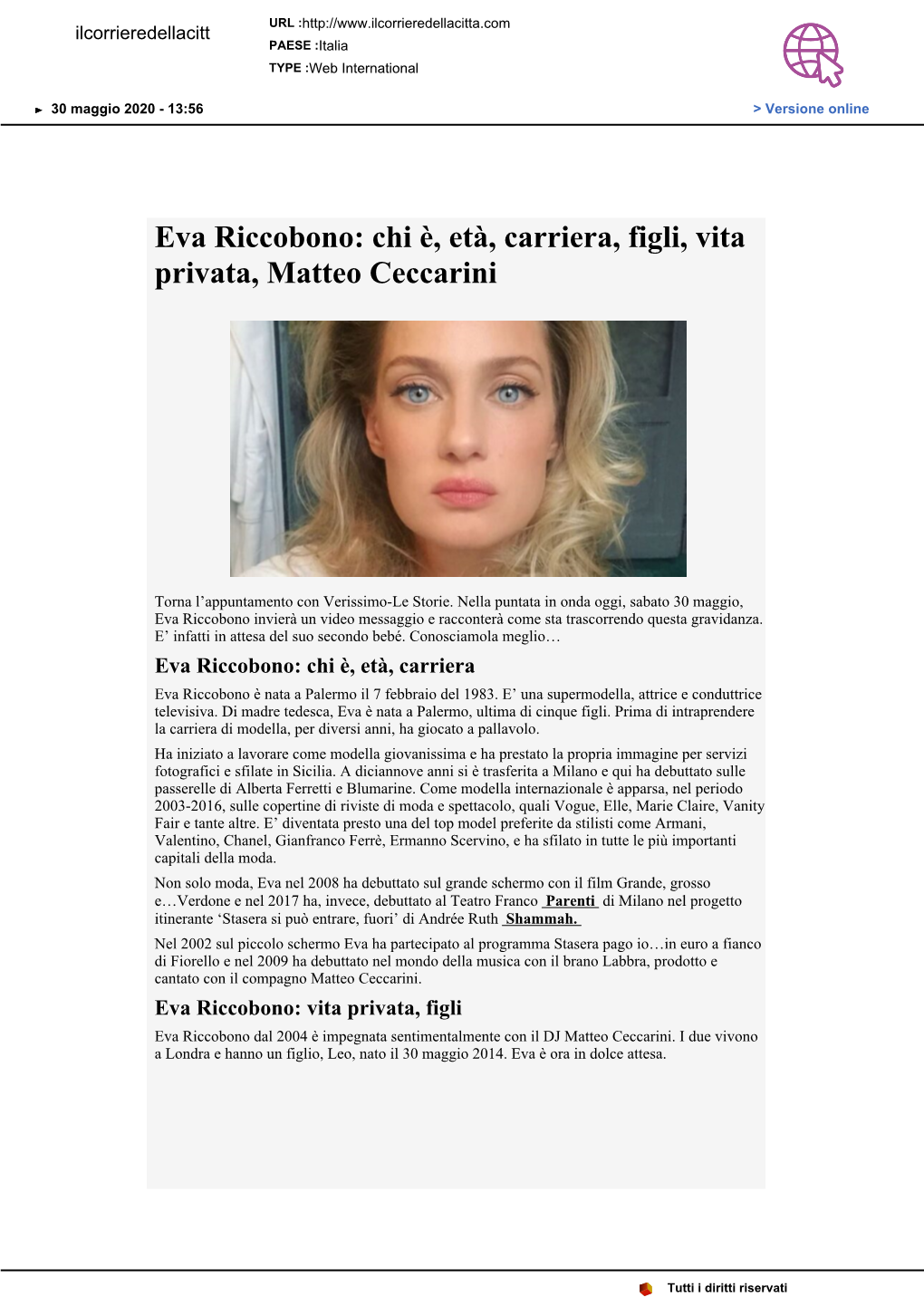 Eva Riccobono: Chi È, Età, Carriera, Figli, Vita Privata, Matteo Ceccarini