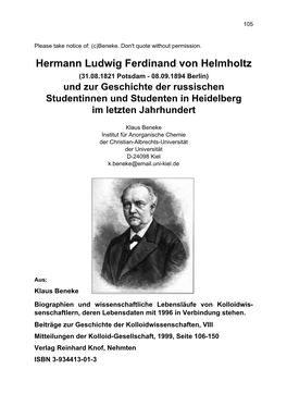 Hermann Ludwig Ferdinand Von Helmholtz