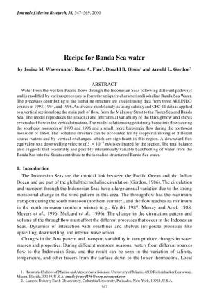 Recipe for Banda Sea Water 549