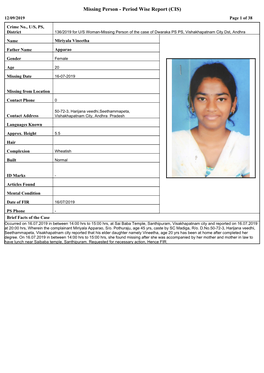 Missing Person - Period Wise Report (CIS) 12/09/2019 Page 1 of 38