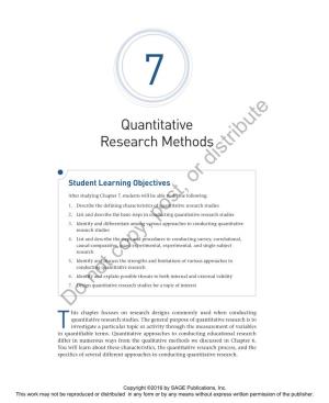 Quantitative Research Methods Distribute Student Learning Objectives Or