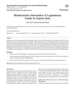 Bioinformatics Information of Leguminosae Family in Gujarat State