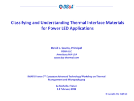 Classifying TIM Materials for Power LED Applications