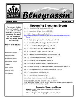 Upcoming Bluegrass Events Nov