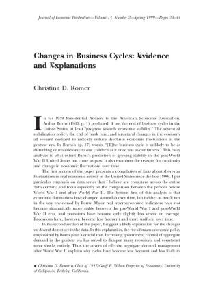 Changes in Business Cycles: Evidence and Explanations