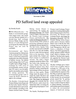 PD Safford Land Swap Appealed