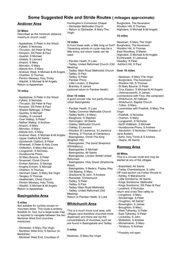 Some Suggested Ride and Stride Routes ( Mileages Approximate)