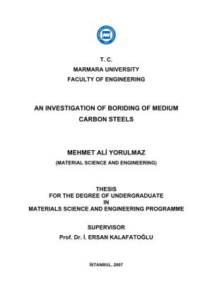 An Investigation of Boriding of Medium Carbon Steels