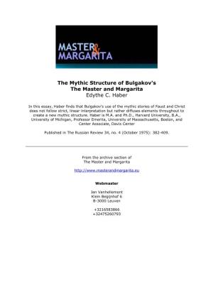 The Mythic Structure of the Master and Margarita