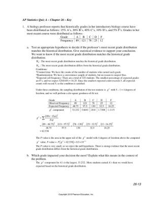 AP Statistics Quiz a – Chapter 26 – Key 1. a Biology Professor Reports
