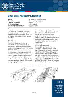 Small-Scale Rainbow Trout Farming